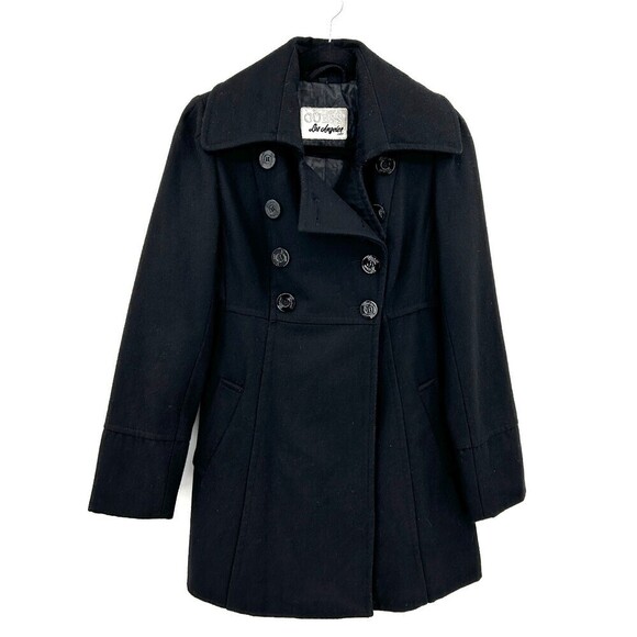GUESS Women's Black Wool Blend Longer Lined Pea Coat Size Small - Picture 1 of 6